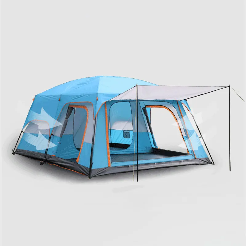 2 Bedroom 1 Hall Camping Tent 5-8 Person Double Layers Oversize Thickened Rainproof Tent Outdoor Family Camp Tour Equipment - Image 2