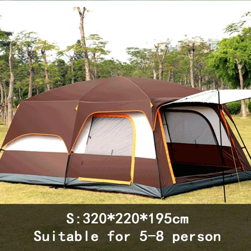 2 Bedroom 1 Hall Camping Tent 5-8 Person Double Layers Oversize Thickened Rainproof Tent Outdoor Family Camp Tour Equipment - Image 8