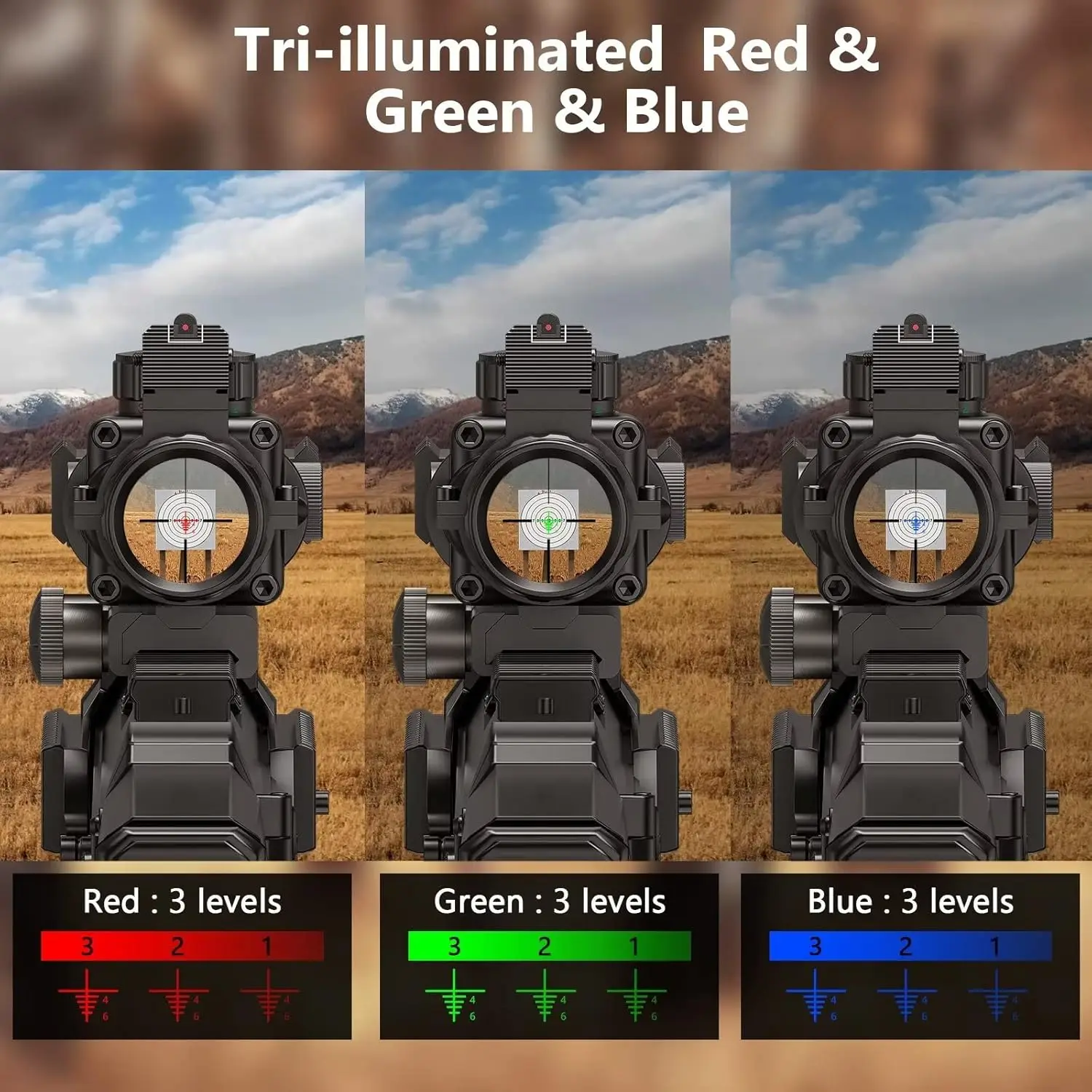 BDC Reticle 4x32 Prism Tactical Rifle Scope Red & Green & Blue Illuminated Reticle Scope with Fiber Optic Sight - Image 5