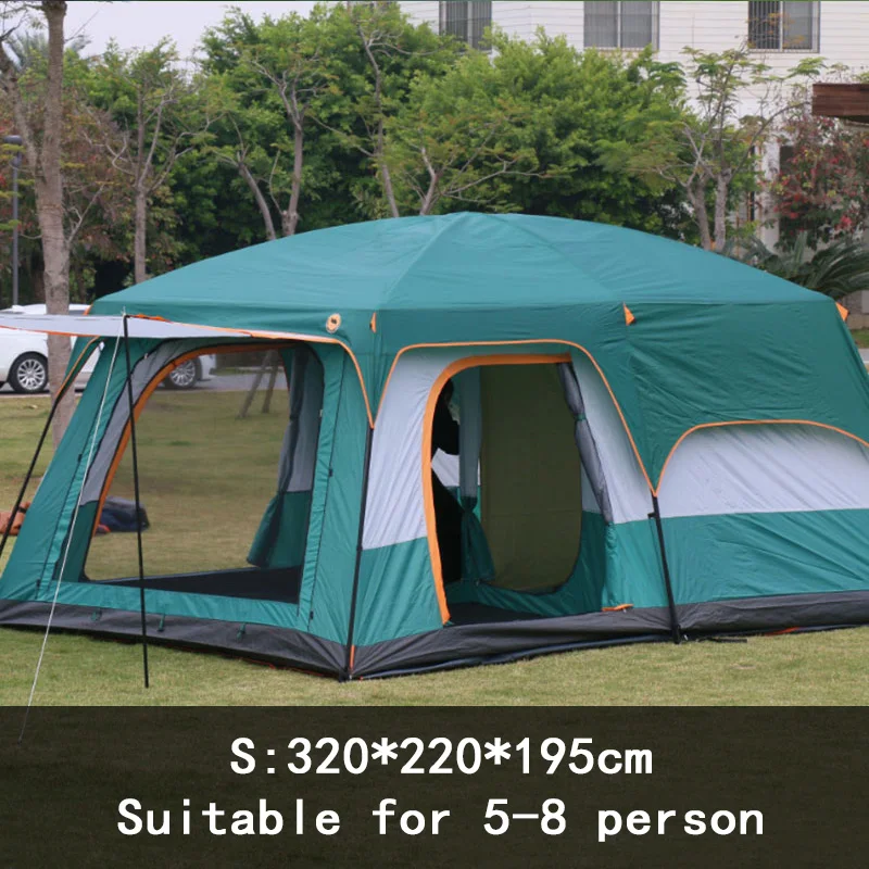 2 Bedroom 1 Hall Camping Tent 5-8 Person Double Layers Oversize Thickened Rainproof Tent Outdoor Family Camp Tour Equipment - Image 7