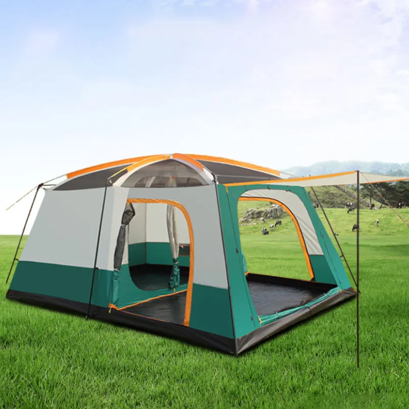 2 Bedroom 1 Hall Camping Tent 5-8 Person Double Layers Oversize Thickened Rainproof Tent Outdoor Family Camp Tour Equipment - Image 5