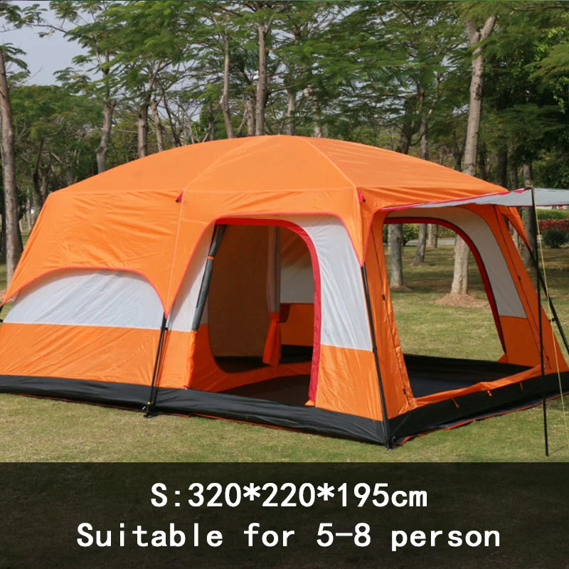 2 Bedroom 1 Hall Camping Tent 5-8 Person Double Layers Oversize Thickened Rainproof Tent Outdoor Family Camp Tour Equipment - Image 9