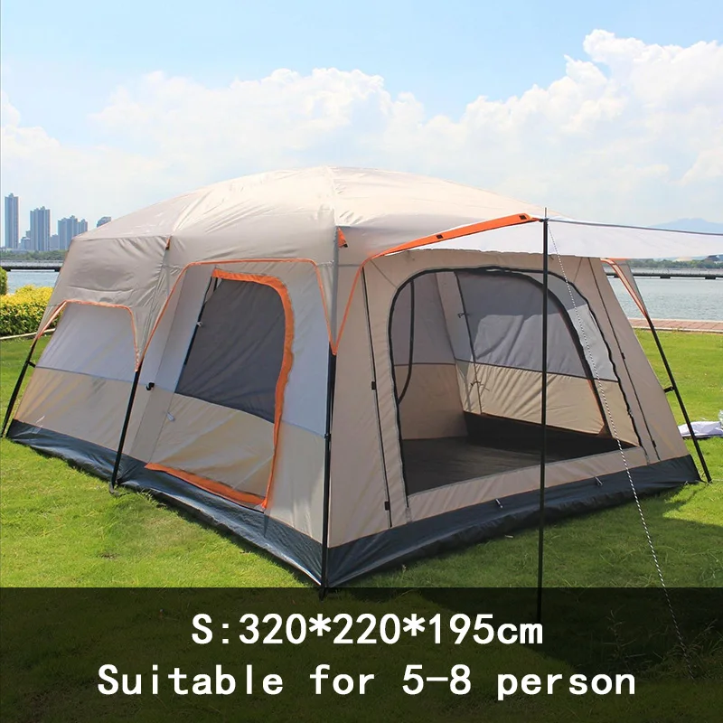 2 Bedroom 1 Hall Camping Tent 5-8 Person Double Layers Oversize Thickened Rainproof Tent Outdoor Family Camp Tour Equipment - Image 11