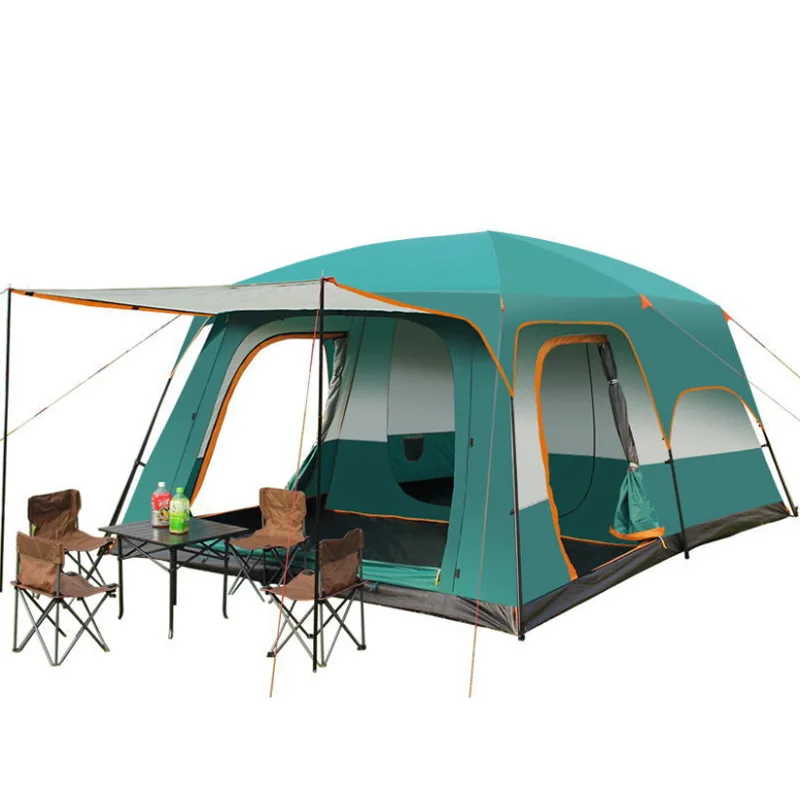 2 Bedroom 1 Hall Camping Tent 5-8 Person Double Layers Oversize Thickened Rainproof Tent Outdoor Family Camp Tour Equipment - Image 6