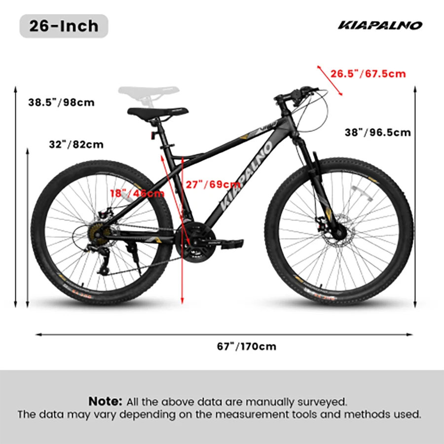 26 Inch Mountain Bike,21 Speed with High-Carbon Steel Frame Bike for Adults,Dual Disc Brake Mountain Bicycle for Men Womens - Image 2