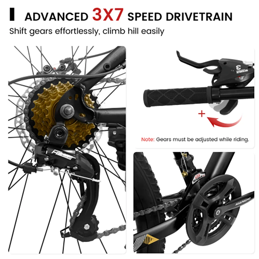 26 Inch Mountain Bike,21 Speed with High-Carbon Steel Frame Bike for Adults,Dual Disc Brake Mountain Bicycle for Men Womens - Image 5