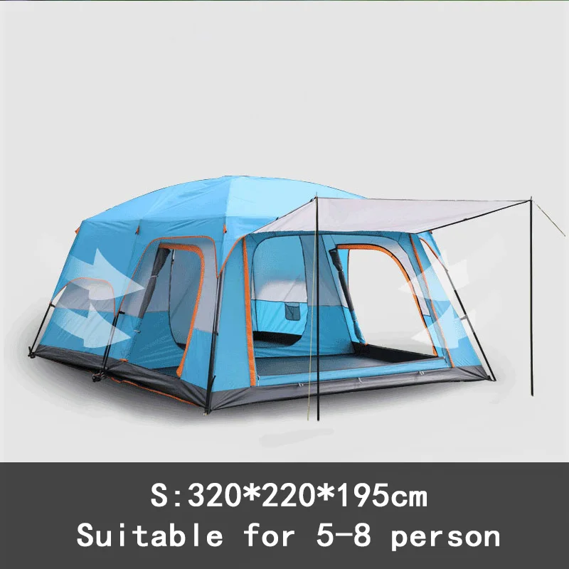 2 Bedroom 1 Hall Camping Tent 5-8 Person Double Layers Oversize Thickened Rainproof Tent Outdoor Family Camp Tour Equipment - Image 10