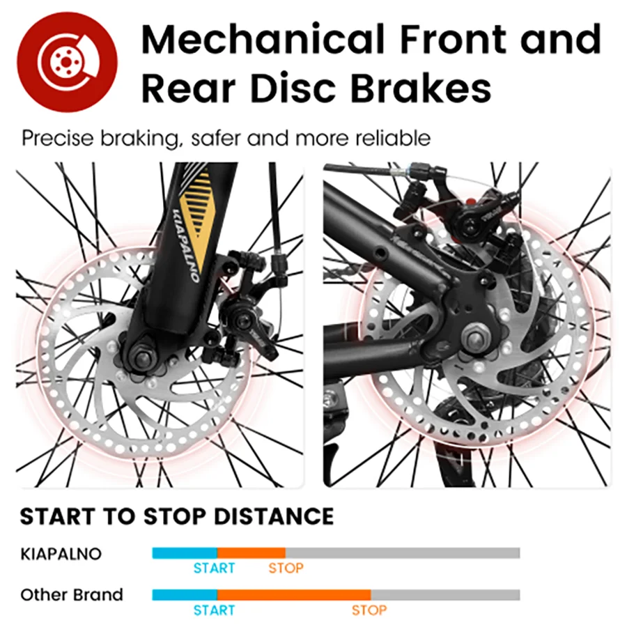 26 Inch Mountain Bike,21 Speed with High-Carbon Steel Frame Bike for Adults,Dual Disc Brake Mountain Bicycle for Men Womens - Image 4