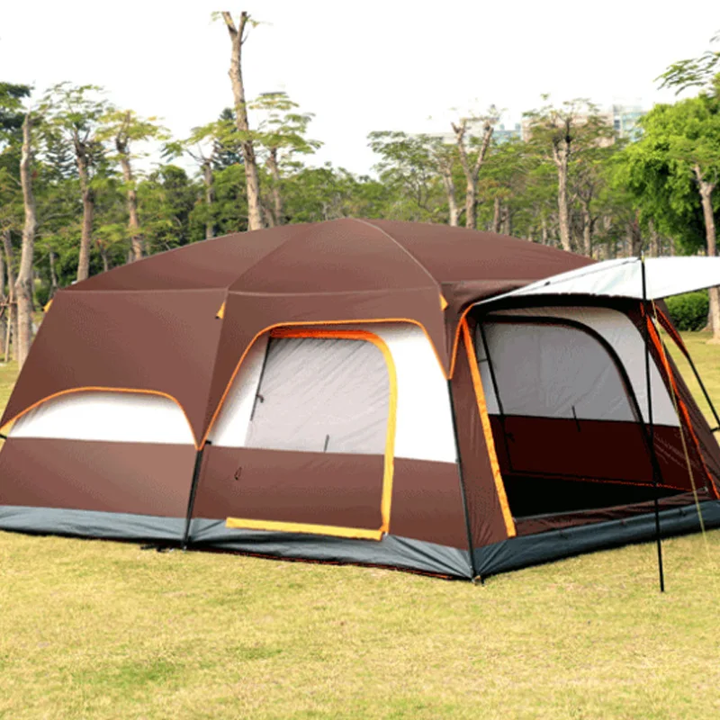 2 Bedroom 1 Hall Camping Tent 5-8 Person Double Layers Oversize Thickened Rainproof Tent Outdoor Family Camp Tour Equipment - Image 4