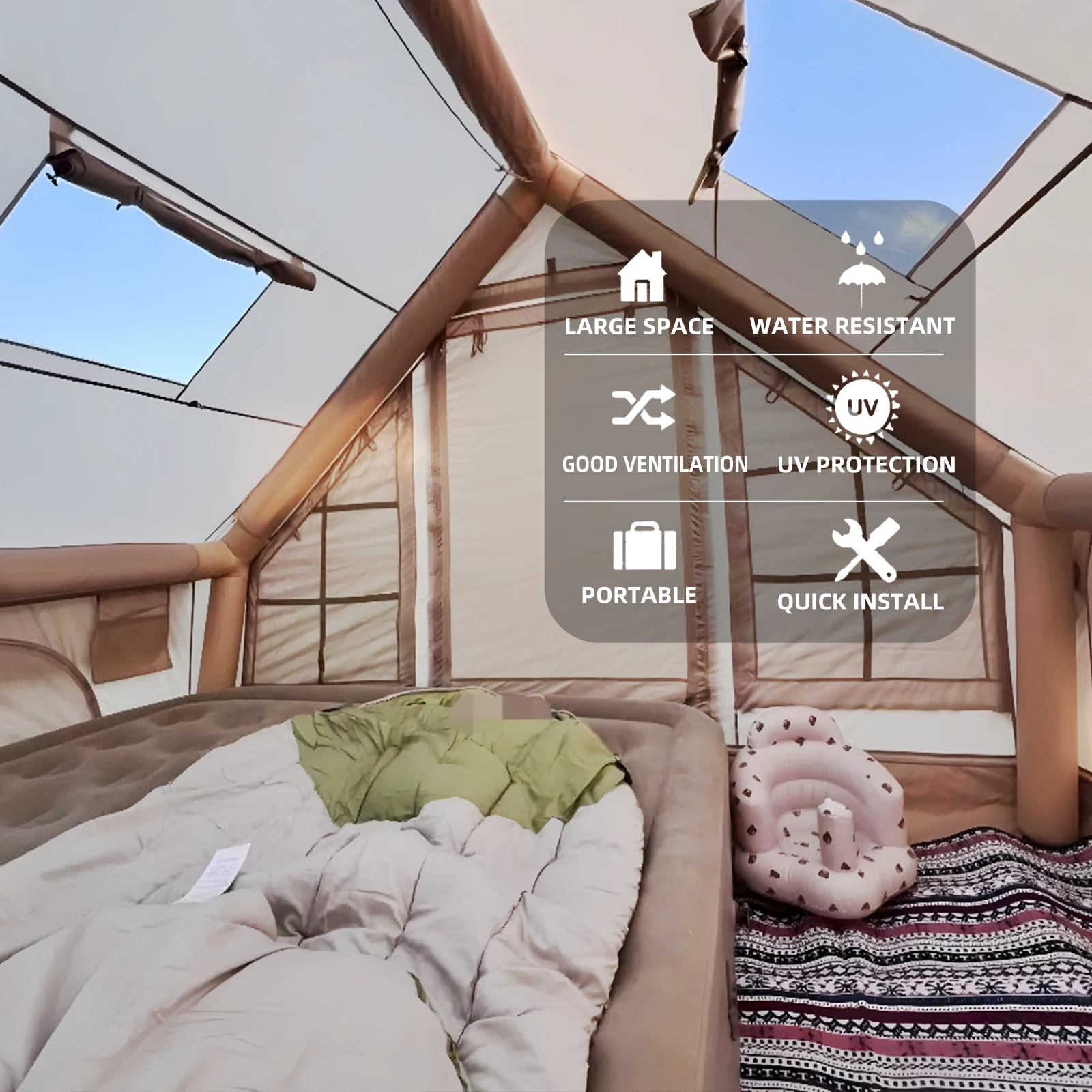 Inflatable Tents for Camping,Large Inflatable Camping Tent with Hand Pump,Inflatable Tent,Easy Setup Tents for Camping Portable - Image 2